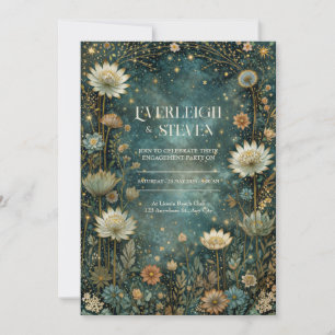Invitation Mariage céleste Astrantia sarcelle étoilée