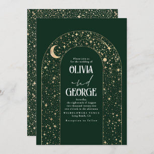 Invitation Mariage céleste Emerald Green Night Sky Stars
