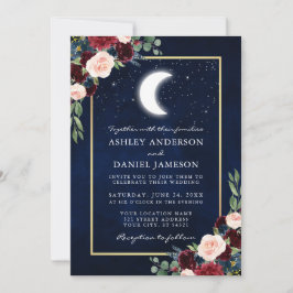 Invitation Mariage céleste Gold Moon Stars Photo