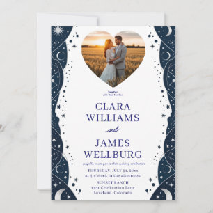 Invitation Mariage céleste Inviter Modèle - Deep Blue & Si