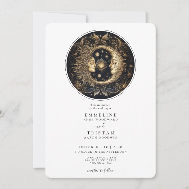 Invitation Mariage céleste Sun Moon (Devant)