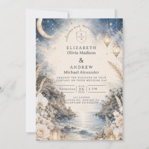 Invitation Mariage Céleste sur une Plage Éthérée