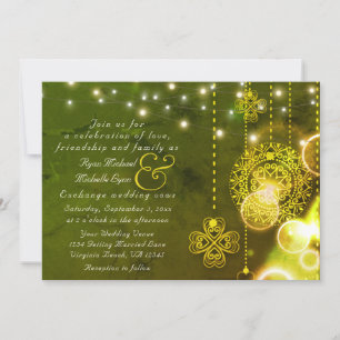 Invitation Mariage Celtic Clovers et String Lights