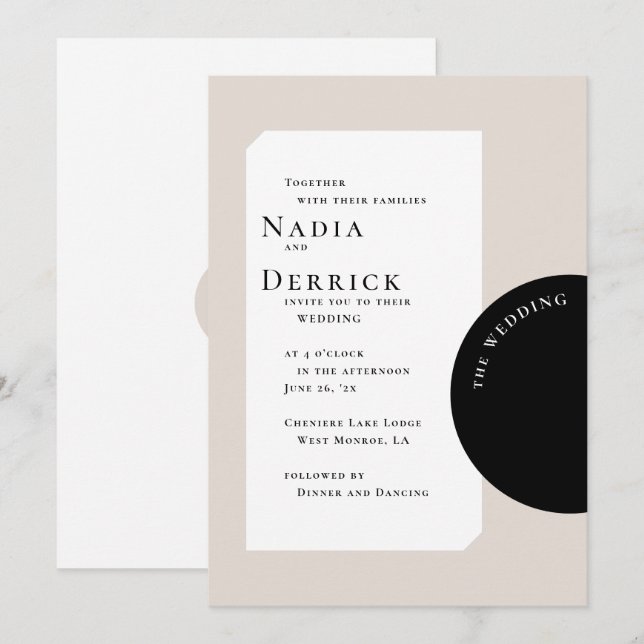 INVITATION MARIAGE CERCLE CHIC (Devant / Derrière)