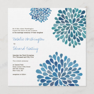 Invitation Mariage Cerulean Blue Flower