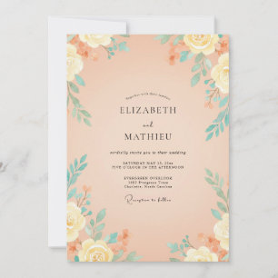 Invitation Mariage Champagne Aqua Feuillage Eucalyptus