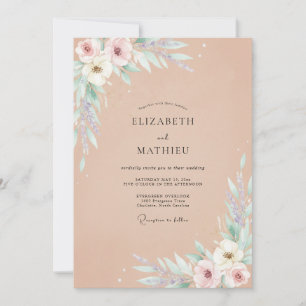 Invitation Mariage Champagne aux Feuilles de Lilas