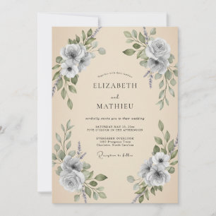 Invitation Mariage Champagne Eucalyptus Poussiéreux au Feuill