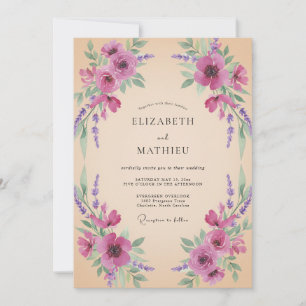 Invitation Mariage Champagne Magenta Bloom