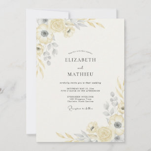 Invitation Mariage Champagne Or Feuillage Eucalyptus Doux
