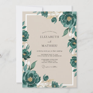 Invitation Mariage Champagne Peint Emeraude