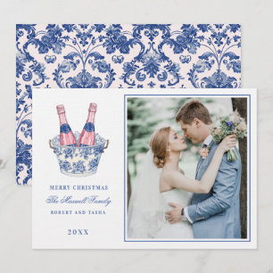 Invitation Mariage champagne rose et bleu