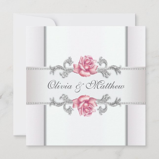 Invitation Mariage Champagne Rose Rose (Devant)