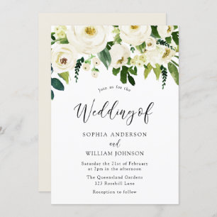 Invitation Mariage Champagne White Fleurs de fleurs