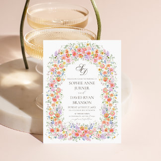 Invitation Mariage Champêtre Arc Floral Aquarelle