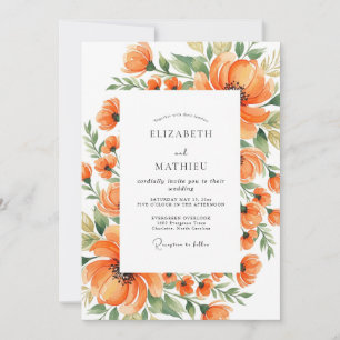 Invitation Mariage Champêtre Artistique Mandarine