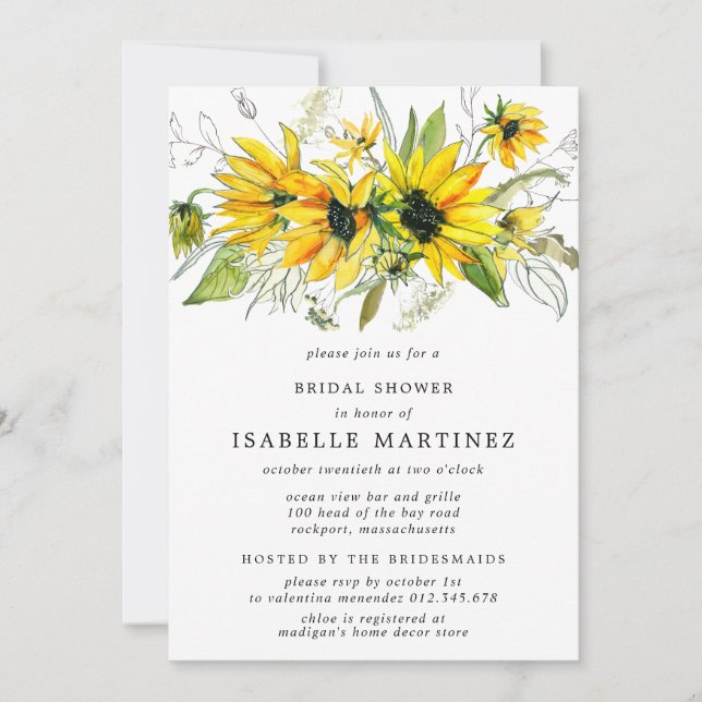 Invitation Mariage Champêtre Automne Tournesol Citrouille (Devant)