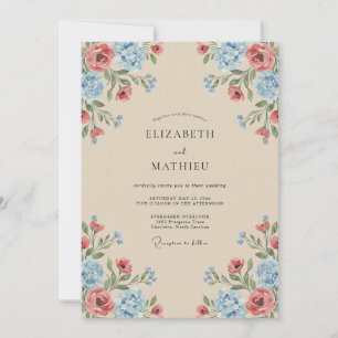 Invitation Mariage Champêtre aux Tons Chauds et Painterre