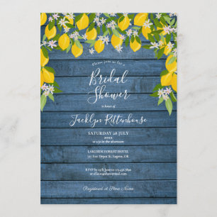 Invitation Mariage Champêtre Bleu avec Citron et Verdure