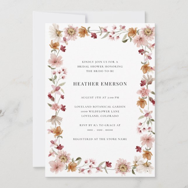 Invitation Mariage champêtre Bohème (Devant)