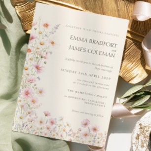 Invitation Mariage Champêtre Bohème aux Fleurs Sauvages
