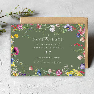 Invitation Mariage Champêtre Bohème Chic aux Fleurs Sauvages 