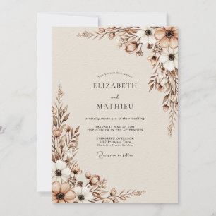 Invitation Mariage champêtre bois beige