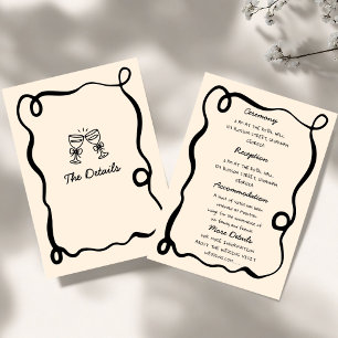 Invitation Mariage Champêtre Champagne Dessiné à la Main
