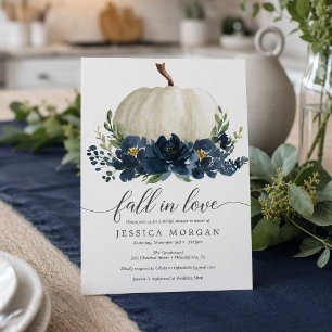 Invitation Mariage Champêtre Citrouille Bleu Marine Tombez Am