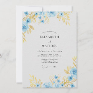 Invitation Mariage Champêtre de Bleuet et Or