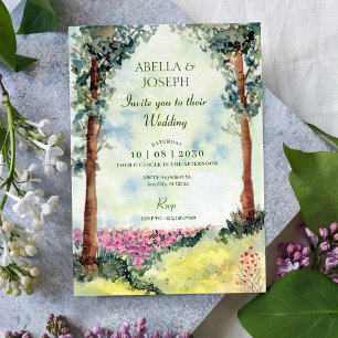 Invitation Mariage champêtre de jardin boisé forestier oniriq