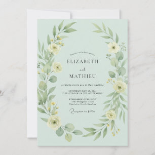 Invitation Mariage Champêtre Délicat Vert Menthe
