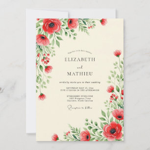 Invitation Mariage Champêtre Élégant avec Fleurs Sauvages Rou