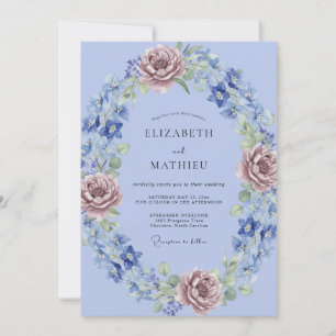 Invitation Mariage Champêtre Élégant Pervenche