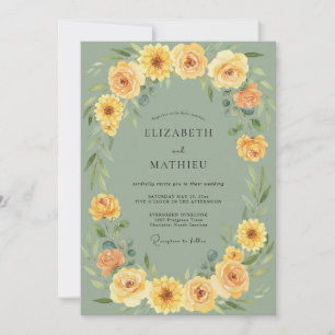 Invitation Mariage Champêtre Ensoleillé Vert Sauge