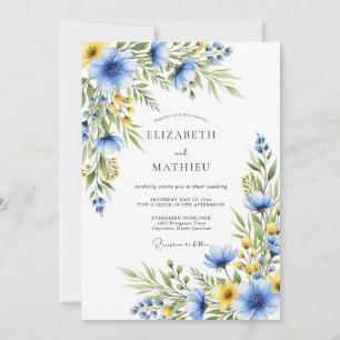 Invitation Mariage Champêtre Éthéré Bleu Barbeau