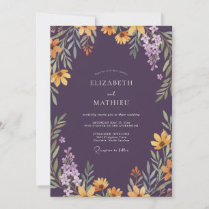 Invitation Mariage Champêtre Fleur Sauvage à la Moutarde de P
