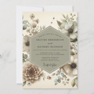 Invitation Mariage Champêtre Floral au Bois de Sauge