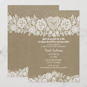 Invitation Mariage Champêtre Kraft & Lace à la Grange Ferme