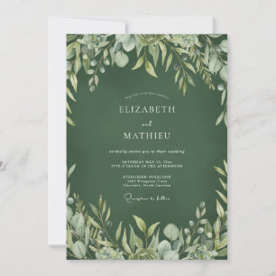 Invitation Mariage champêtre luxuriant de couleur vert chasse