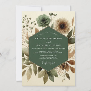 Invitation Mariage Champêtre Naturaliste Sage