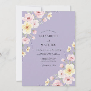 Invitation Mariage Champêtre Rose et Lavande