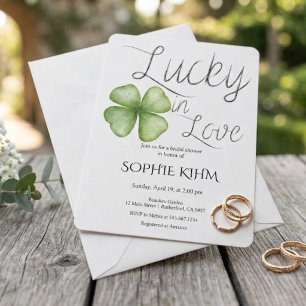 Invitation Mariage champêtre sous le signe du trèfle vert aqu