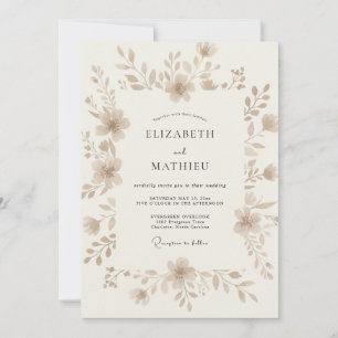 Invitation Mariage Champêtre Terreux Écru
