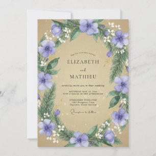 Invitation Mariage champêtre terrien pourpre