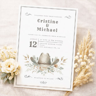 Invitation Mariage chapeau de cowboy rustique
