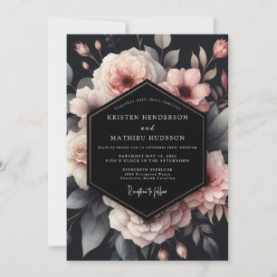 Invitation Mariage Charbon Fleurie Humeur