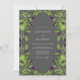 Invitation Mariage Charbon Lime Vigne