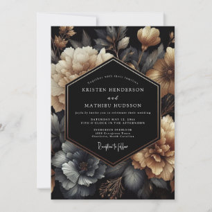 Invitation Mariage Charbon Or Clair-obscur