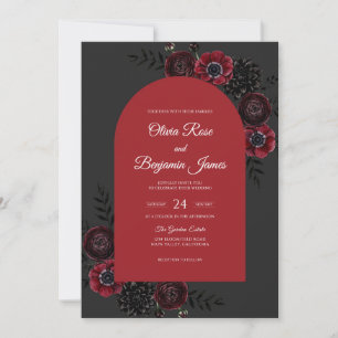 Invitation Mariage Charbon Rouge Anémone
